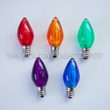 Box of 25 C7 Multi-Color LED Christmas Light Bulb Smooth LED Retro Fit Dimmable