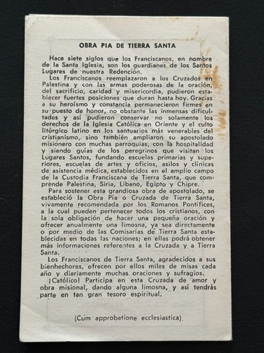 holy card relic santino reliquie reliquia "TIERRA SANTA" - Picture 3 of 3