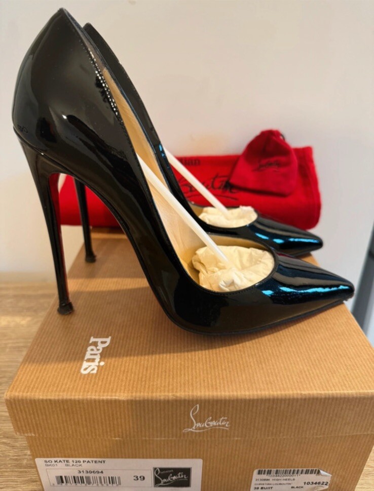 Christian Louboutin So Kate 120 Patent Black Stilettos Size 39/6UK