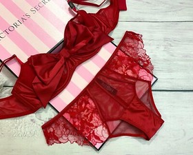 NWT Victoria's Secret DREAM ANGELS Satin Bow Unlined Balconette Bra Set 