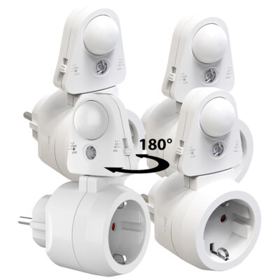 revolt 4er Pack Steckdose mit PIR-Bewegungs- und Licht-Sensor