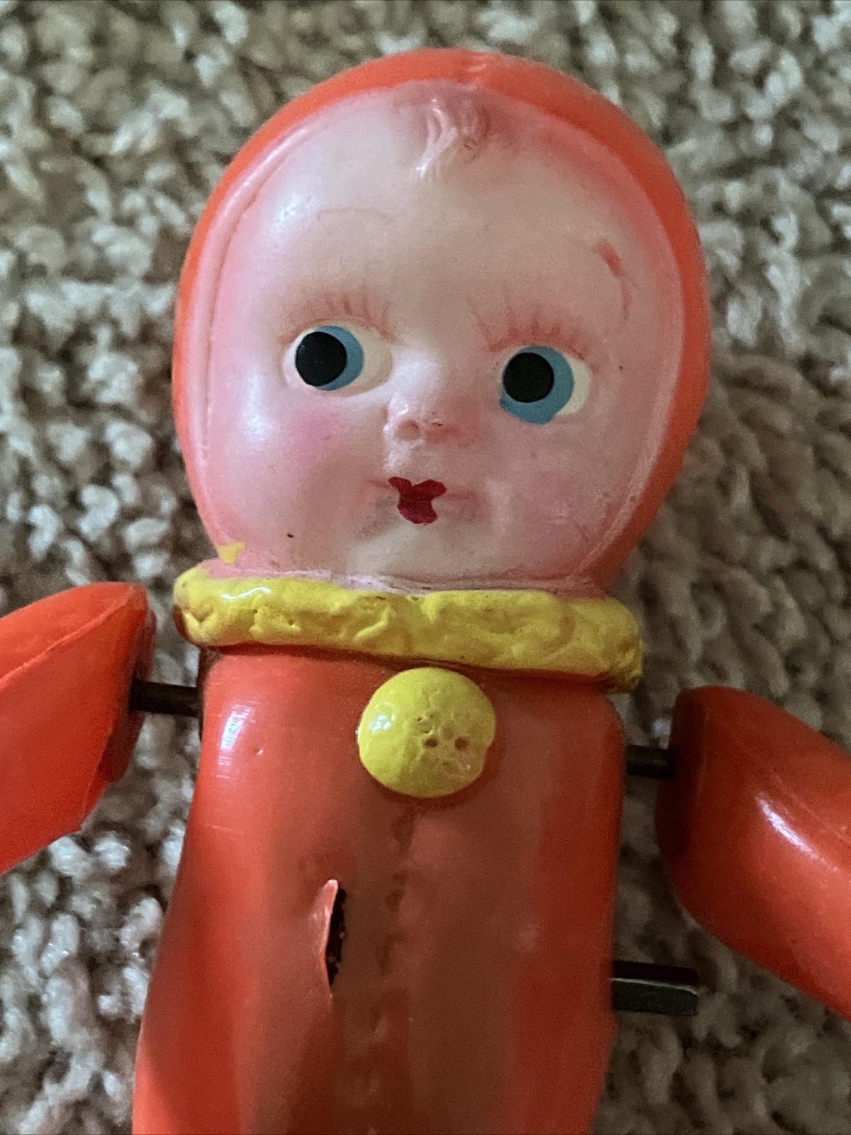 Antique Vintage Kewpie Like Celluloid Baby Doll Wind Up Made In