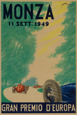 Monza Grand Prix Vintage Style Formula Race Car Wall Art Home - POSTER 20''x30''