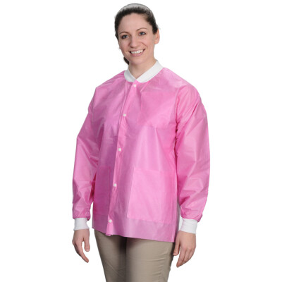 ValuMax Large Raspberry Hip Length Extra-Safe  Jacket-10/Pack Dental Lab Coat