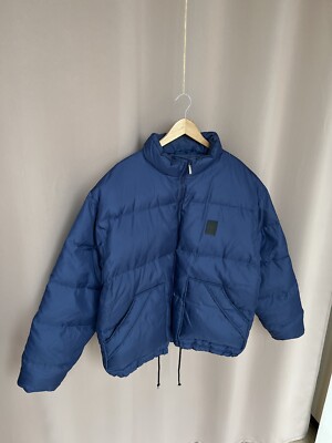 Yves Saint Laurent Puffer Jacket Mens Size XL YSL Blue Logo Full