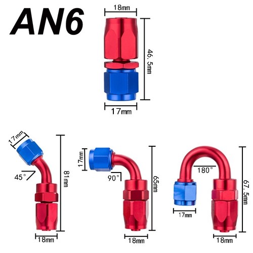 Kit de montaje de manguera de línea de combustible 3M AN6 manguera trenzada de acero inoxidable con extremos giratorios rojos - Imagen 2 de 13