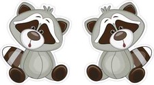 2.5in x 3in Raccoon Vinyl Stickers Car Truck Vehicle Bumper Decal