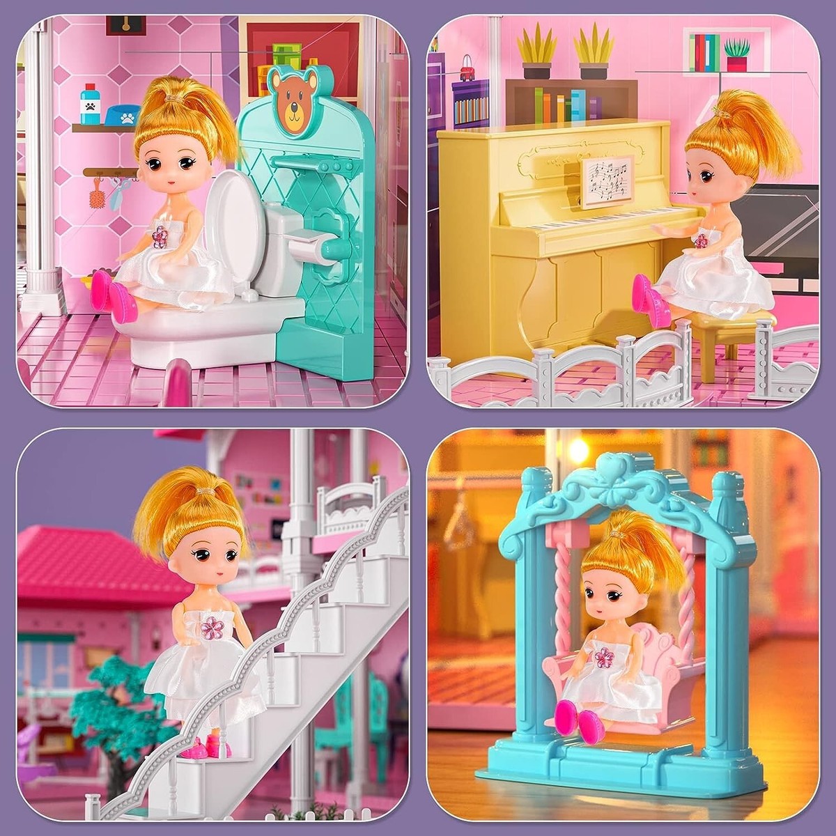 Barbie Size Doll House Girls Dream Play Playhouse Dollhouse Wooden  Furniture 706943659564