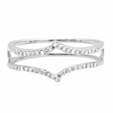 10K White Gold Diamond 1/5ct Engagement Ring Guard Enhancer Wedding Band