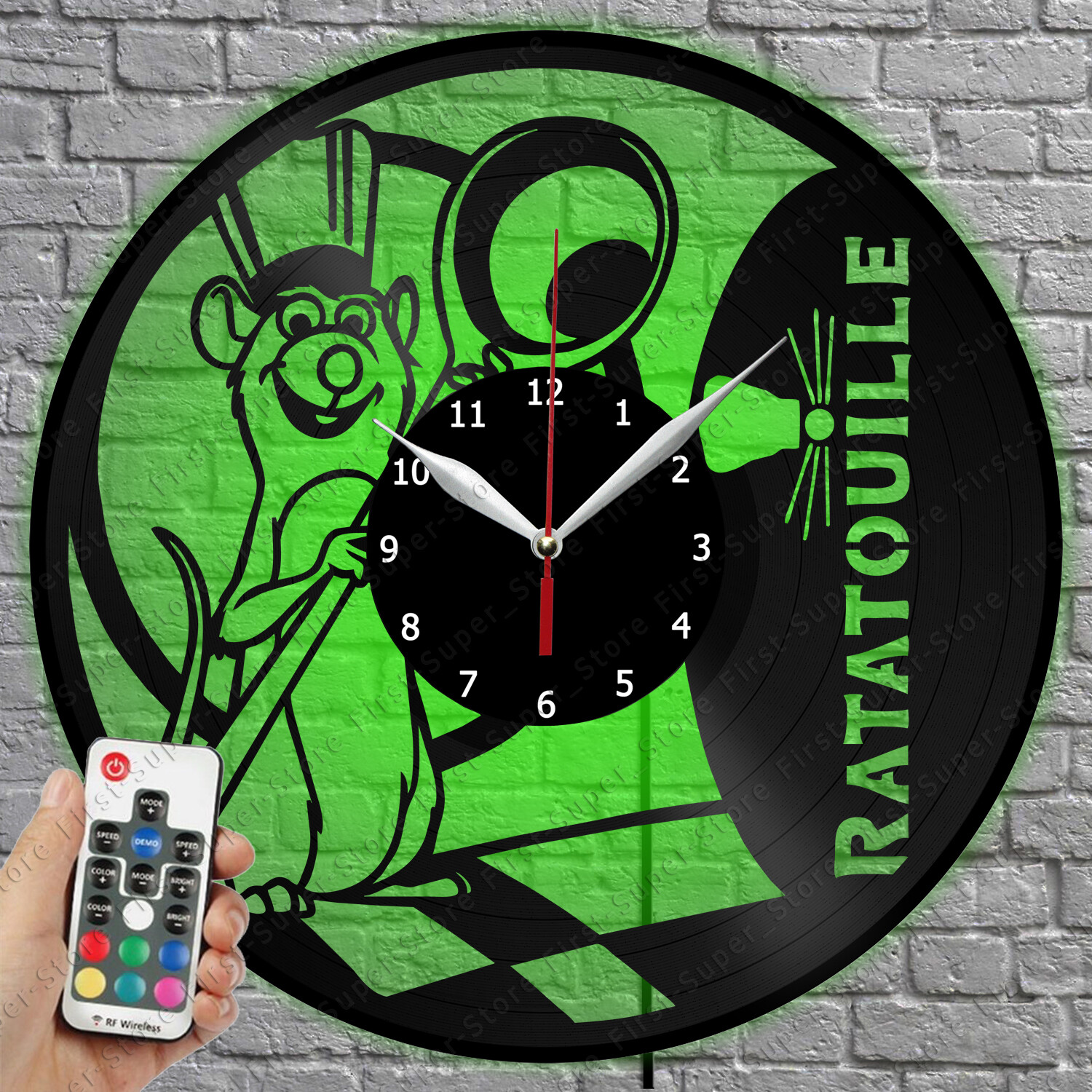 LED Ratatouille Vinyl Record Wall Clock with Light 1292