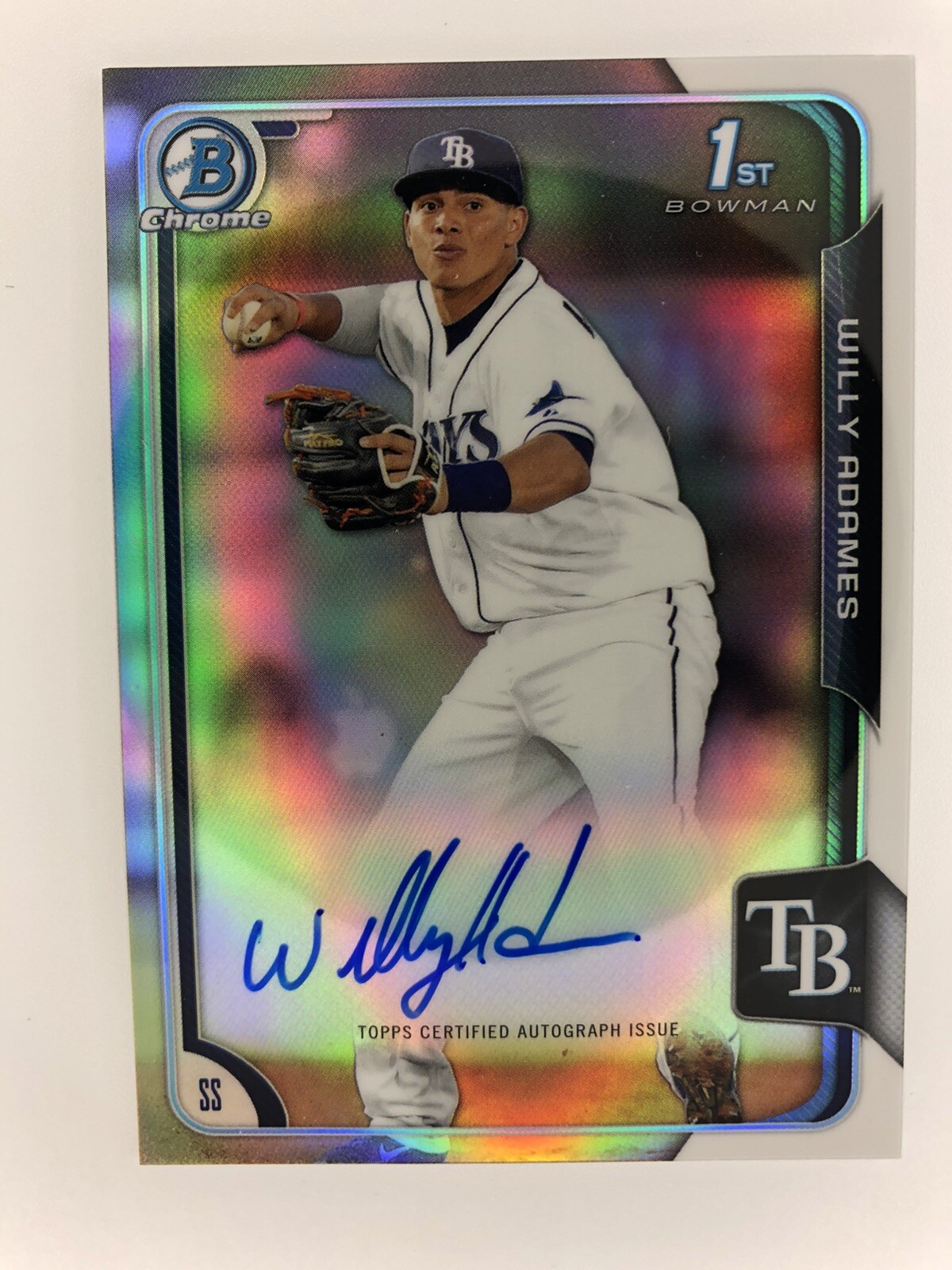 2015 BOWMAN CHROME WILLY ADAMES AUTO REFRACTORS /499 1ST RC BREWERS AUTO