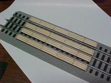 Railroad Crossing for Lionel O 3-rail Straight FasTrack system, engraved wood.