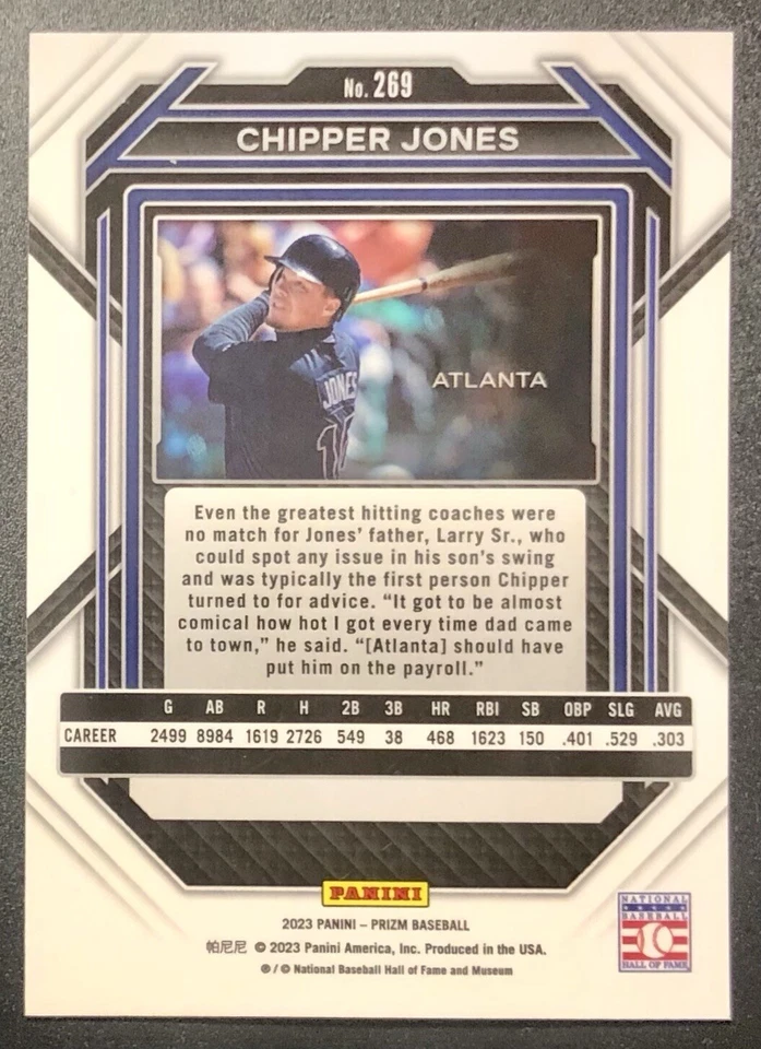 2023 Panini Prizm - Chipper Jones #269 - Image 2 of 2