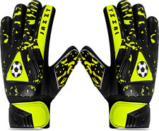 Youth Goalie Gloves with Double Wrist Protection,Non-Slip Latex,Size 4 Age 6  9 