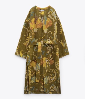 Jacquard Mantel Zara ZARA NEW WOMAN JACQUARD WOLLMISCHUNG MANTEL