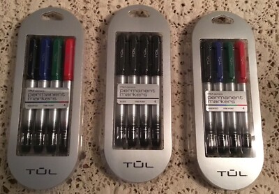TUL Permanent Markers - Fine Point -8  Assorted Colors  + 4 Black Markers