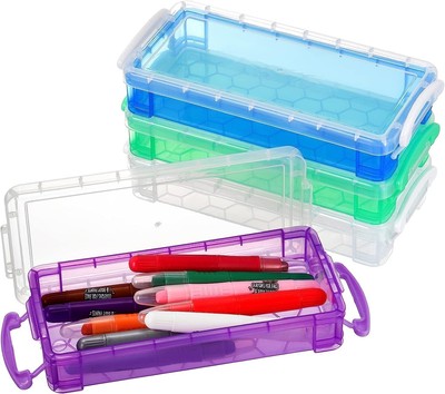 Transparente Bleistiftboxen 8er-Pack für Schule Büro Schreibwaren Reisebedarf