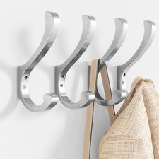 4 Pack Heavy Duty Large Wall Coat Hooks for Hanging Towels Backpack Hat Bags