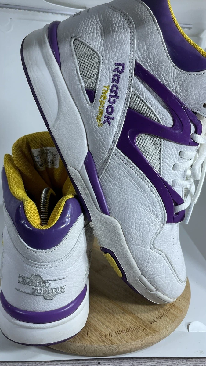 Rare Reebok Pump Omni LA Lakers White Purple Gold Retro sz 12 Los Angeles