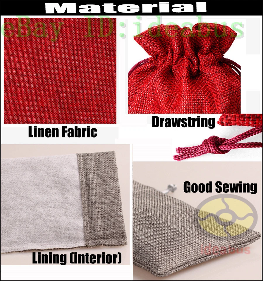 12/25/50/100 un. Lino Natural Arpillera Yute Saco Cordón Bolsas Bolsas 5.5"x4" Foto 4 de 4