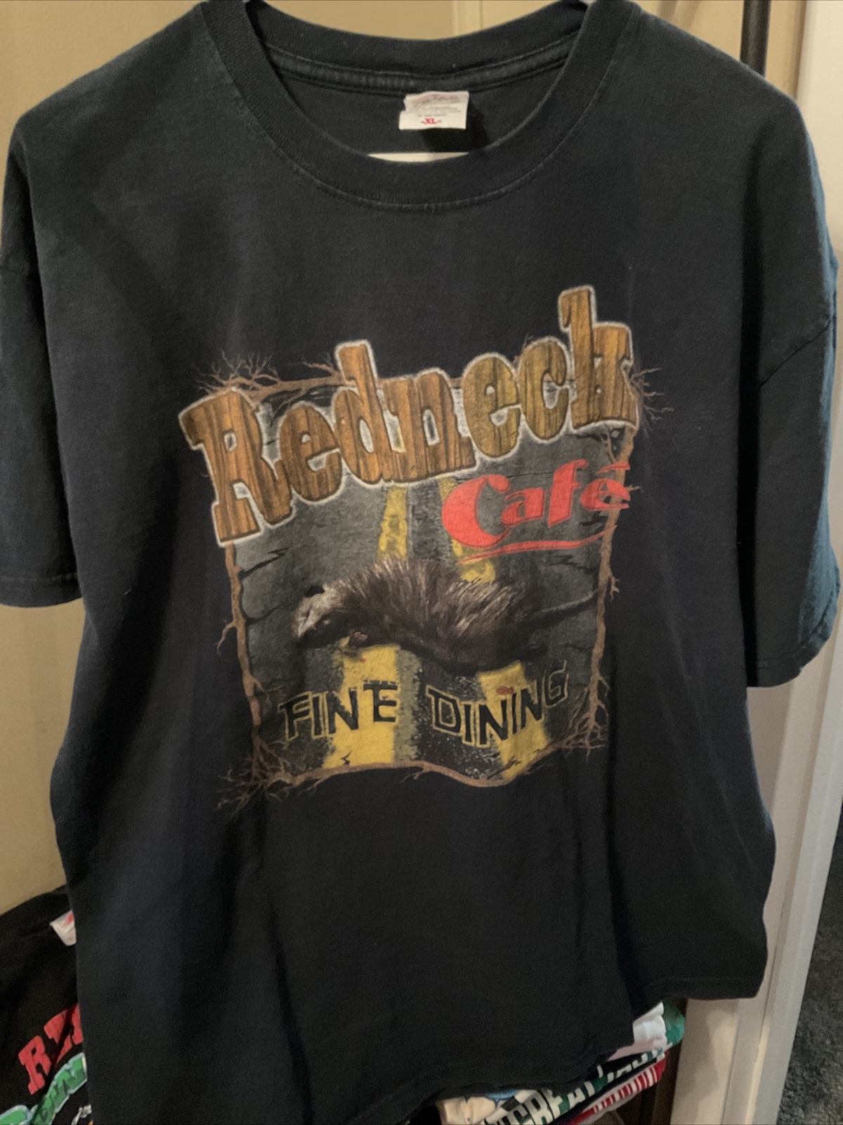 Vintage Redneck Cafe Tshirt Anvil Red Bar Y2K XL Gem