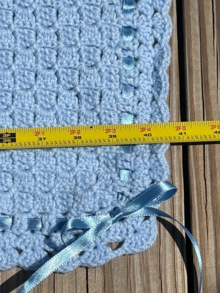 manta bebé ganchillo azul, manta bebé, manta bebé niño, manta cuna azul Foto 4 de 4