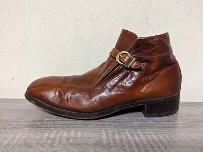 Vintage Florsheim Imperial Brown Beatle Strap Ankle Boots  display picture 3