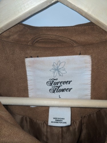 Forever Flower | Chic Boho Brown Suede Zip Up Moto Jacket Women's Size L - Picture 5 of 5
