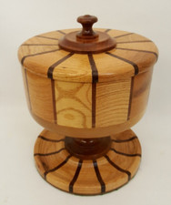 Handmade laminated wood bowl nut bowl covered box pedestal