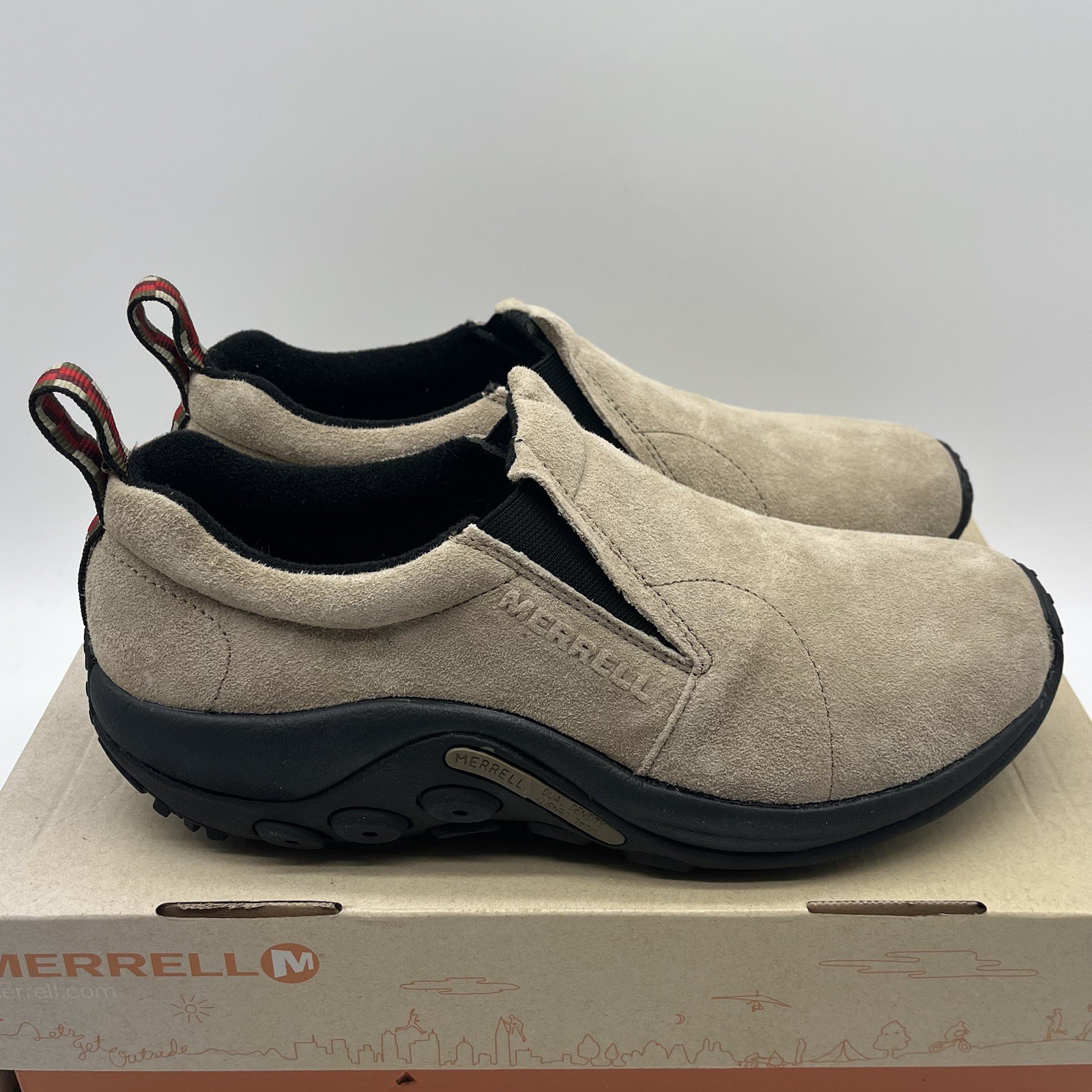Merrell Men’s Jungle Moc Sz 9.5 Classic Taupe Suede Slip On Outdoor New In Box image 2