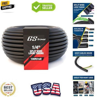 1/4 Inch x 100ft Split Wire Loom Tubing, Split Cable Sleeve Cord Protector fo...