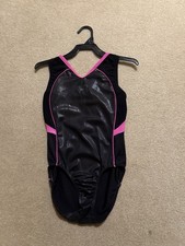 Under Armour Women's GK Elite Gymnastics Leotard Black/Silver/Grey/Pink Size AXS