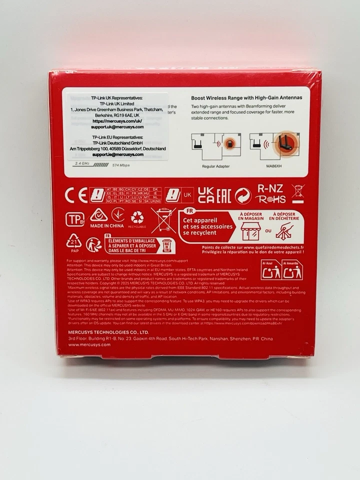 MERCUSYS MA86XH AXE5400Mbps Wi-Fi 6E High-Gain USB WiFi Adapter for PC! Gaming! - Image 2 of 4
