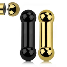 12G to 00G PVD Plated Internal Threaded Straight Barbells Tongue Ring Sold Each