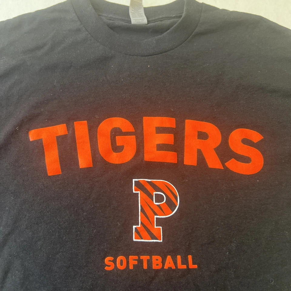 Camiseta Emitida por Equipo de Softbol Princeton U Tigers Rayas Logo 'P' Mediana NCAA Nueva Foto 2 de 4