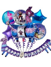 Fortnite Gamer Birthday Llama  Battle Royal Balloon Banner Party Decorations
