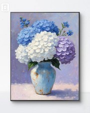 Hydrangea Canvas Wall Art Textured Shabby Chi...