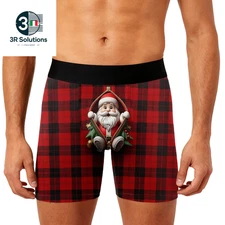 Cartoon Christmas Print Flat Leg Pants Boxer D
