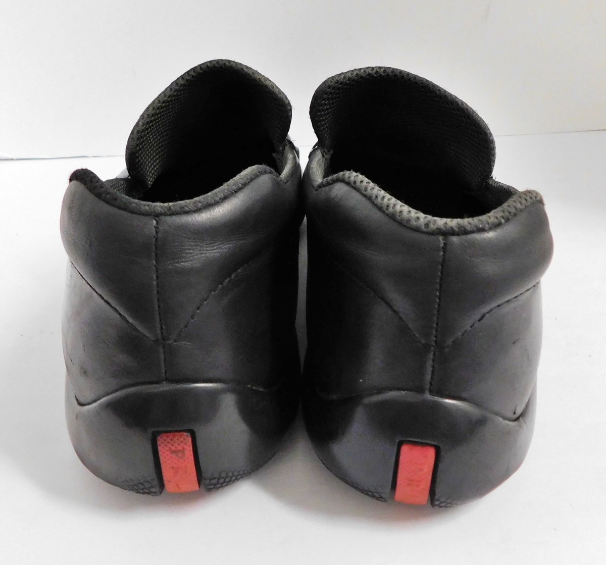PRADA - *LINEA ROSSA* BLACK SLIP ON LOGO VAMP LOAFER - SIZE 8 runs larger PRADA LINEA ROSSA Black Slip On Logo Vamp Loafer - 11 US (10  main image 4