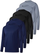 6 Pack Long Sleeve Shirts for Men Moisture Wicking UPF SPF Sun Protection Tee...