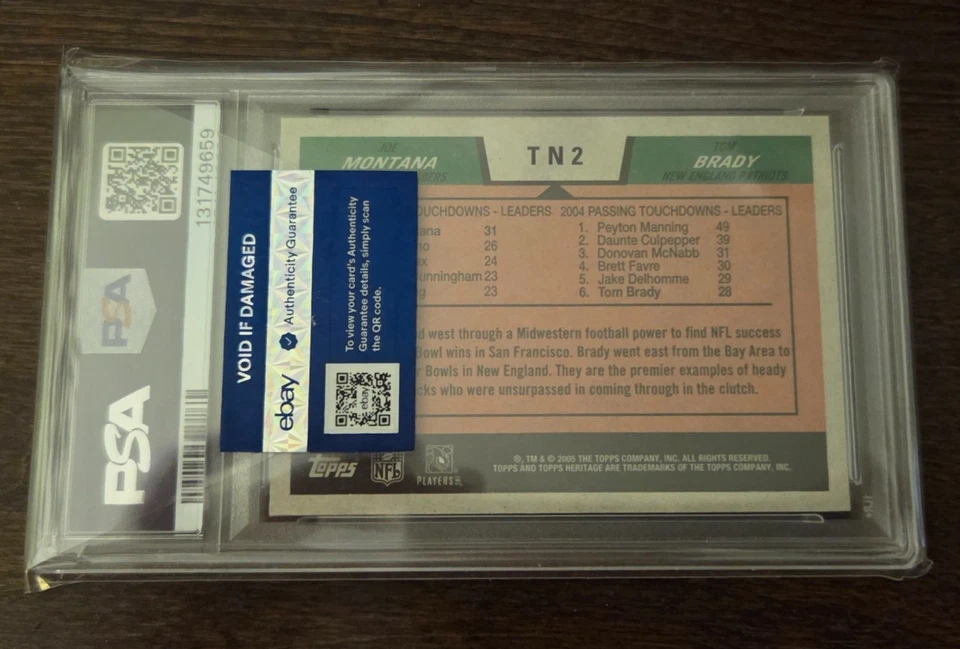 Topps Heritage Joe Montana/Tom Brady 2005 PSA/DNA ¡Auténtico 10 Auto Pop 2! Foto 2 de 2