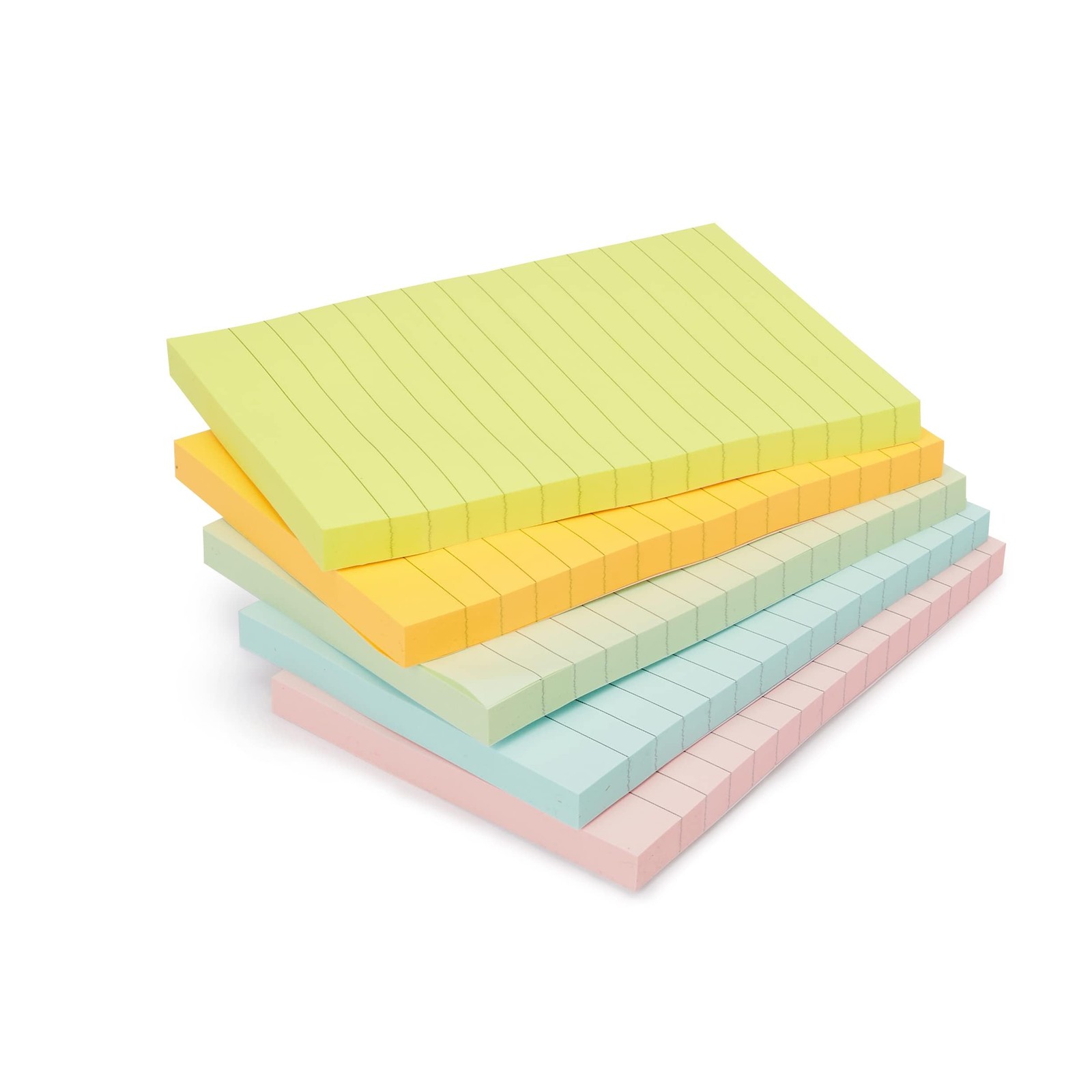 Amazon Basics Lined Square Sticky Notes, 10.16 102 x 152 mm, Assorted Colours