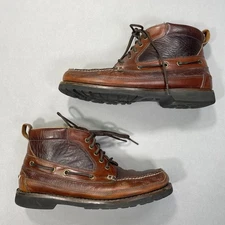 LL Bean Boots Mens 9.5D Allagash Hand Sewn Chukka BISON Brown Lace Up Leather