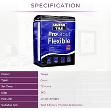 Ultra Tile ProGrout Flexible Waterproof Tile Grout All Purpose 12 Colours