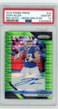PSA 10 2018 Panini Prizm #JA Josh Allen Neon Green Pulsar Auto RC Bills