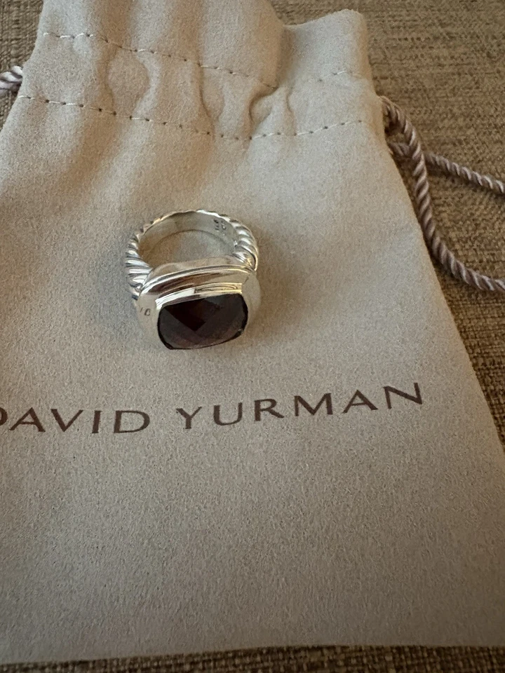 David Yurman Impressive Sterling Silver Garnet Ring Size 5 W/ Pouch - Image 2 of 3