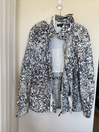 Rag & Bone, VINTAGE RAG & BONE MENS JACKET SUSPENSION REMOVABLE HOOD GRAPHIC PRINT SIZE 42