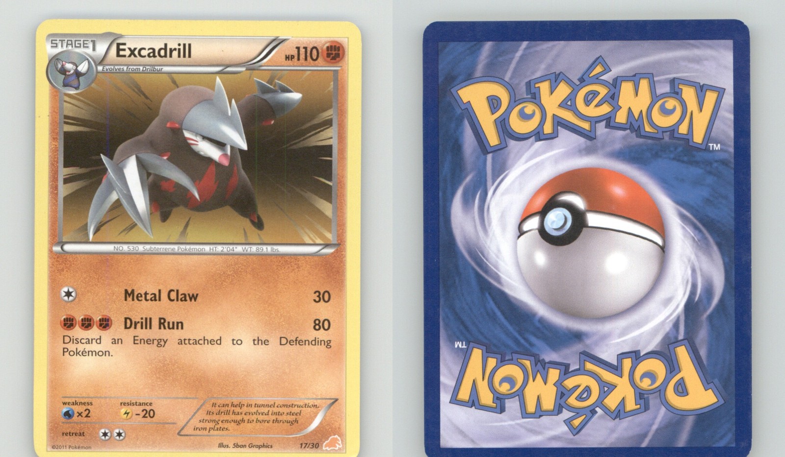 EXCADRILL (#17 NON-HOLO) 17/30 BW TRAINER KIT: EXCADRILL & ZOROARK POKEMON LP