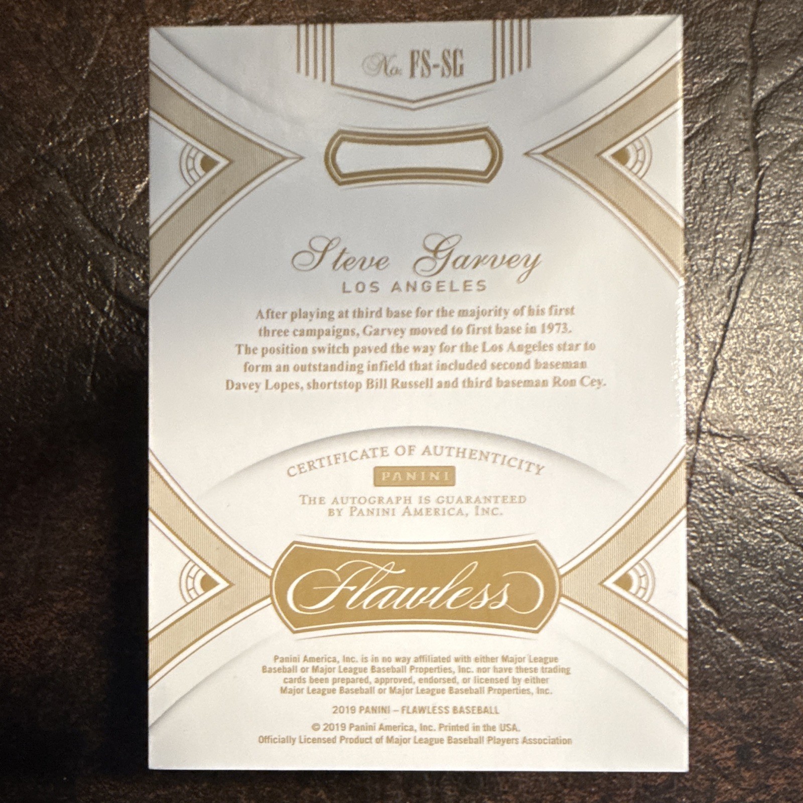 Panini 2019 Flawless Signatures Steve Garvey Dodgers Ruby Auto /20 #FS-SG view 2
