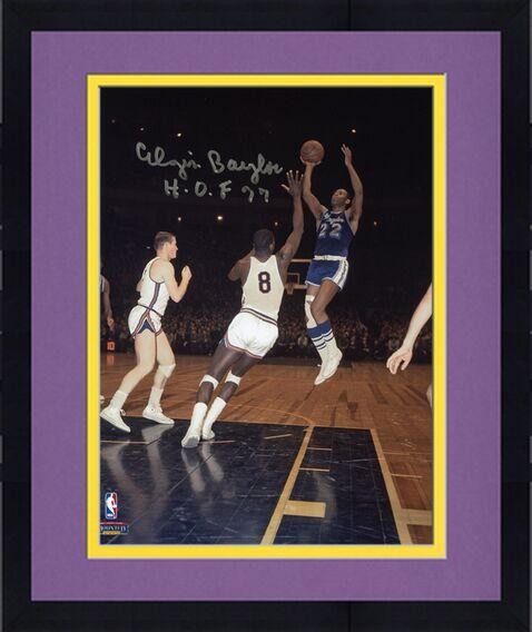 Elgin Baylor Autographed Signed Los Angeles Lakers Framed 8 x 10 Shooting Photo w/HOF Insc 